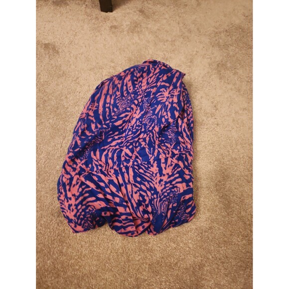 Lilly Pulitzer Infinity Scarf Blue & Pink Zebras & Palm Trees - Picture 1 of 5